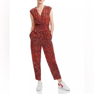 MAJE Pioma Smocked Leopard-Print Jumpsuit Women's
Size 36